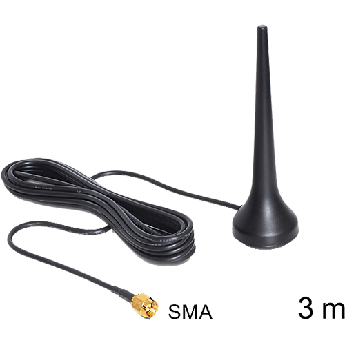 Antenne magn. GSM Quadband SMA 2dBi avec cble 3m 88690